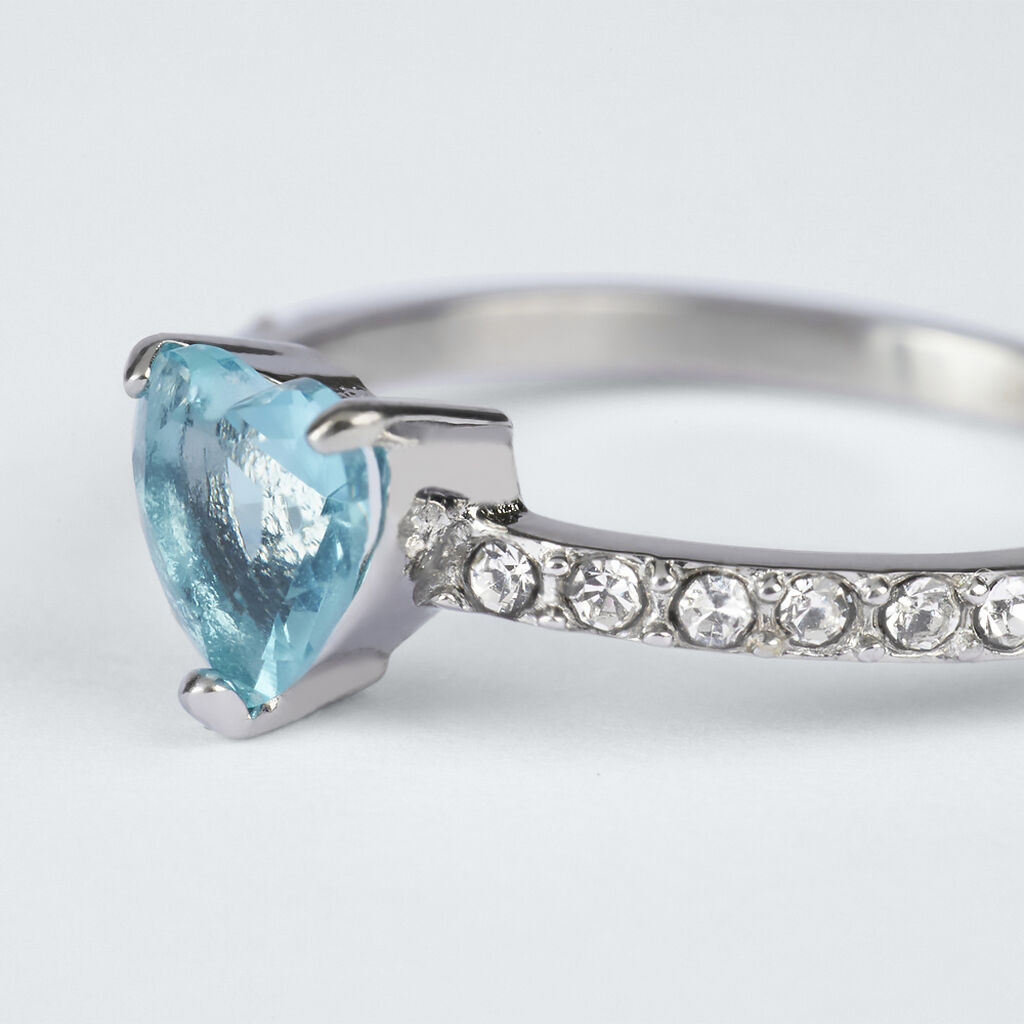 Anello Solitario Aura Acciaio Cristallo