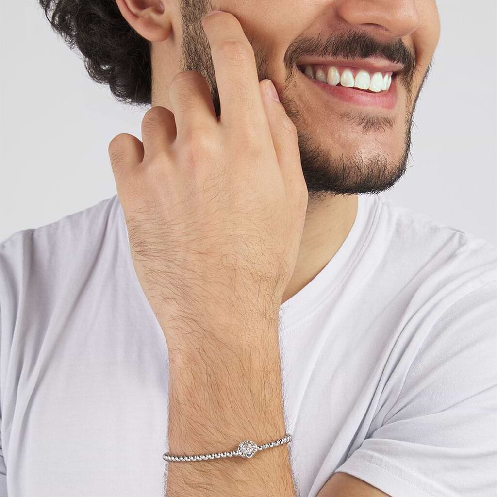 Bracciale in metallo rodiato e cristalli - Bracciali Uomo | Stroili