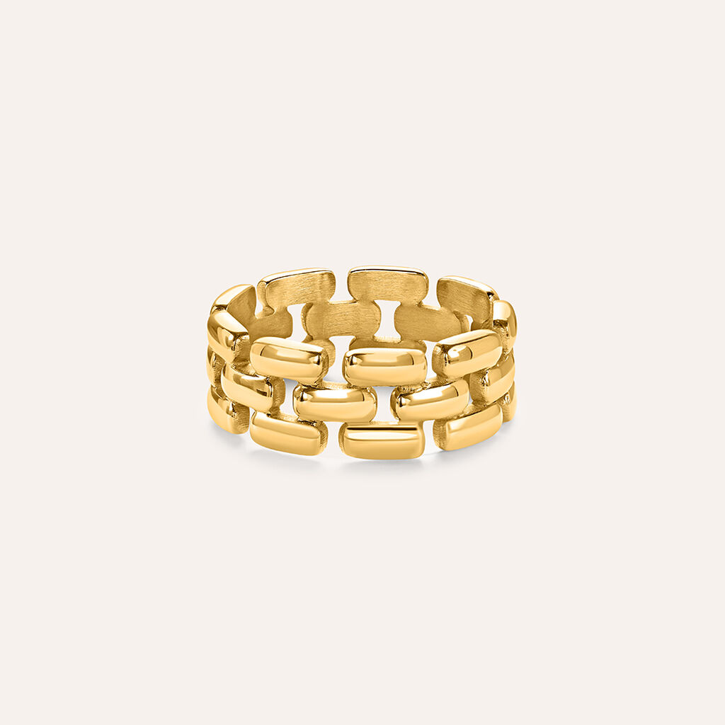 Anello Panther Chain Lady Code Acciaio Dorato - Anelli Moderni Donna | Stroili