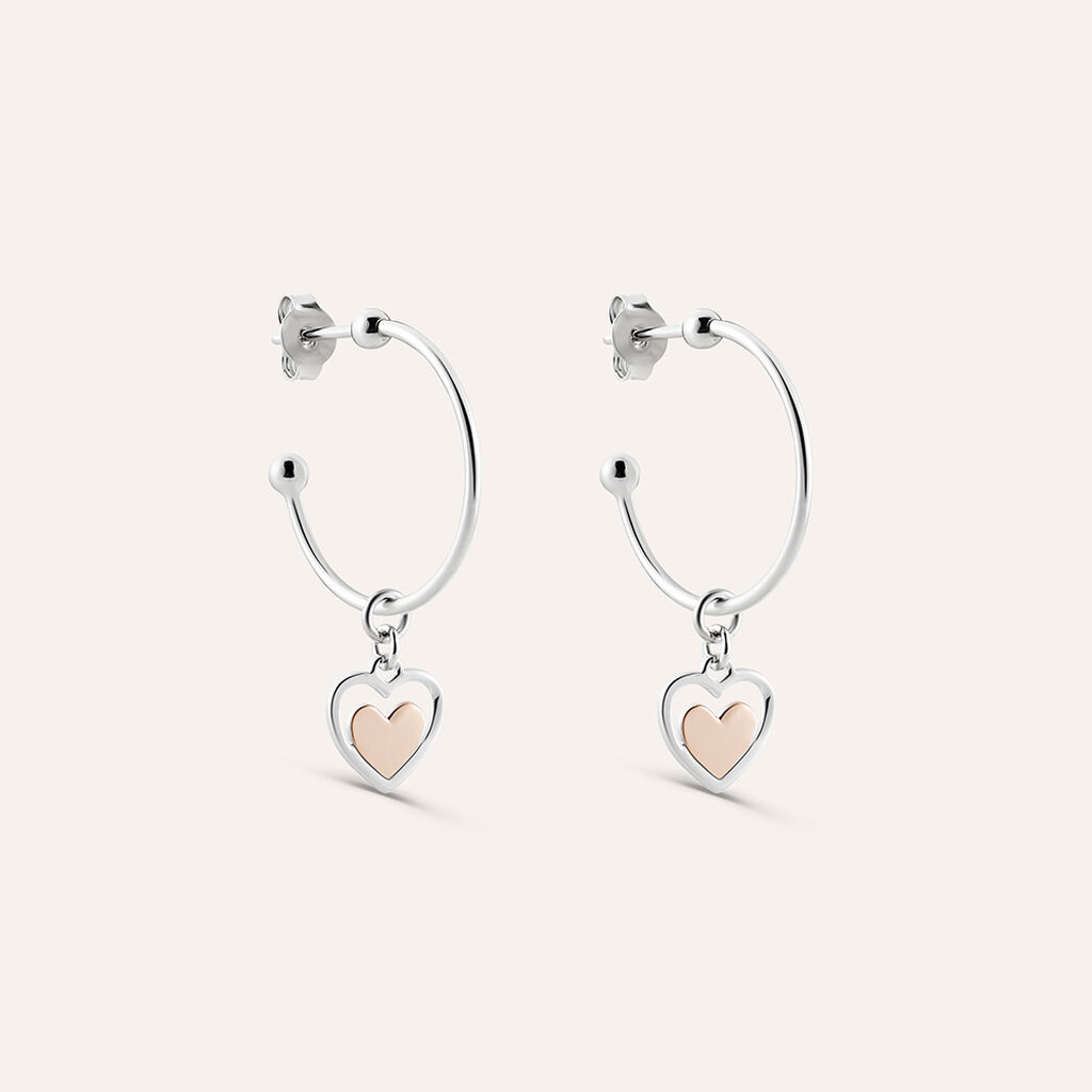 Orecchini A Cerchio Silver Collection Argento Bicolore Bianco / Rosa