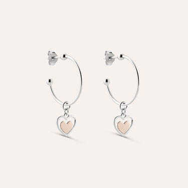 Orecchini A Cerchio Silver Collection Argento Bicolore Bianco / Rosa