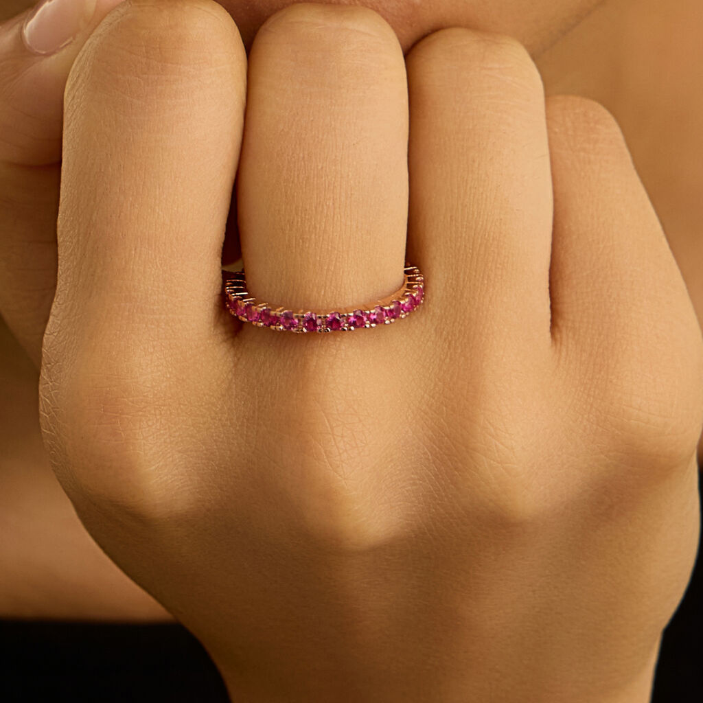 Anello Eternity Silver Rainbow Argento Rosa Cubic Zirconia