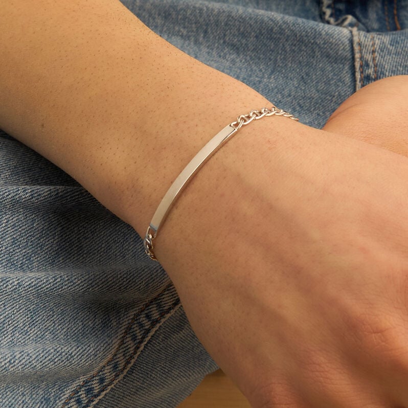 Bracciale Con Targhetta Gentleman Argento Rodiato - Bracciali con Incisione Uomo | Stroili