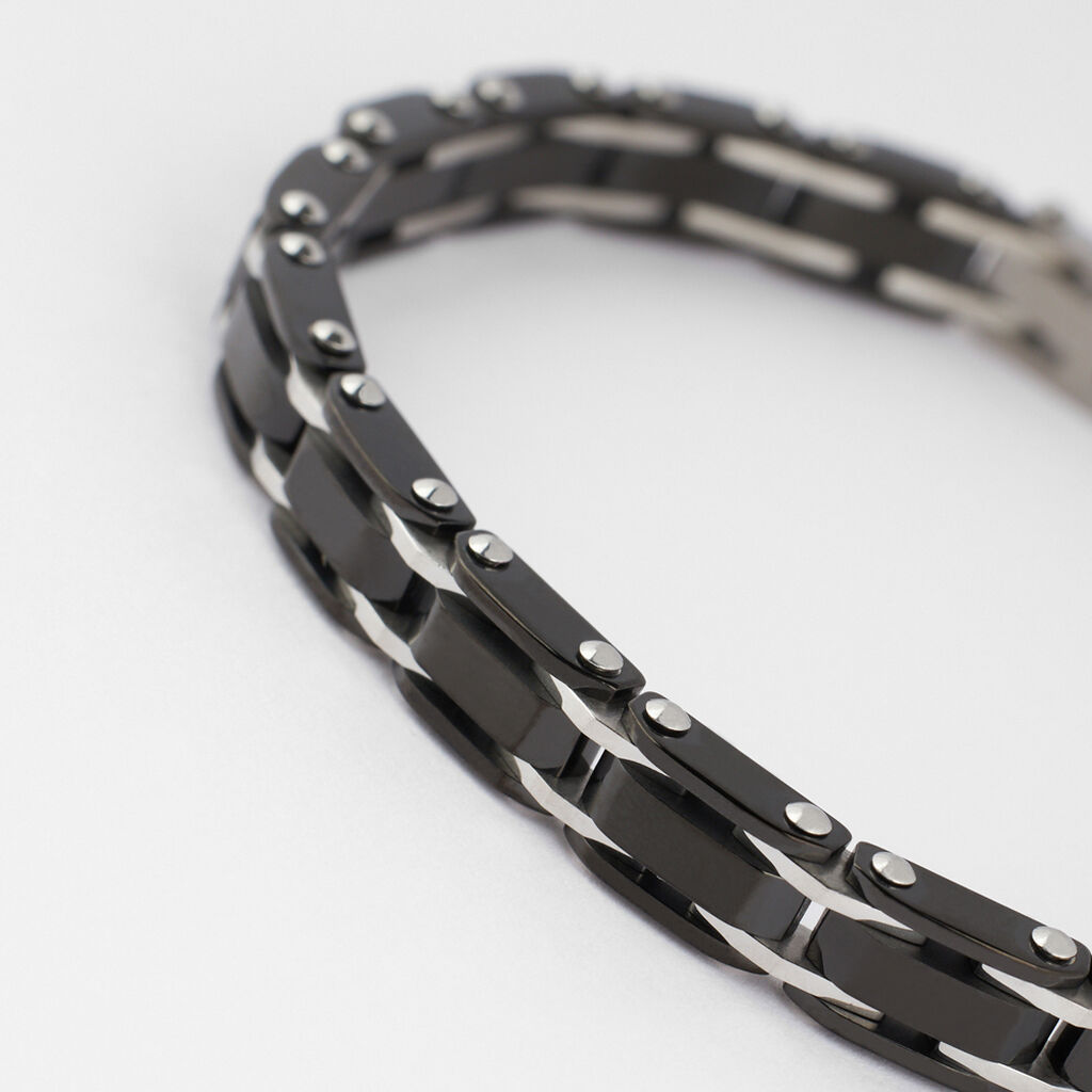 Bracciale Man Code Acciaio Bicolore Bianco / Nero - Bracciali Uomo | Stroili