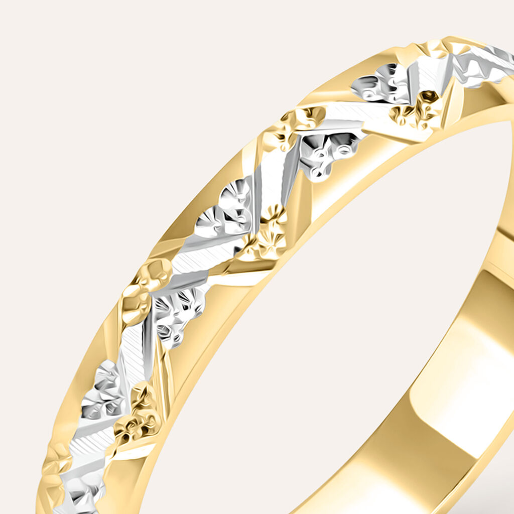 Fede Classica Diamantata 3 mm Oro Bicolore - Anelli con Incisione Donna | Stroili