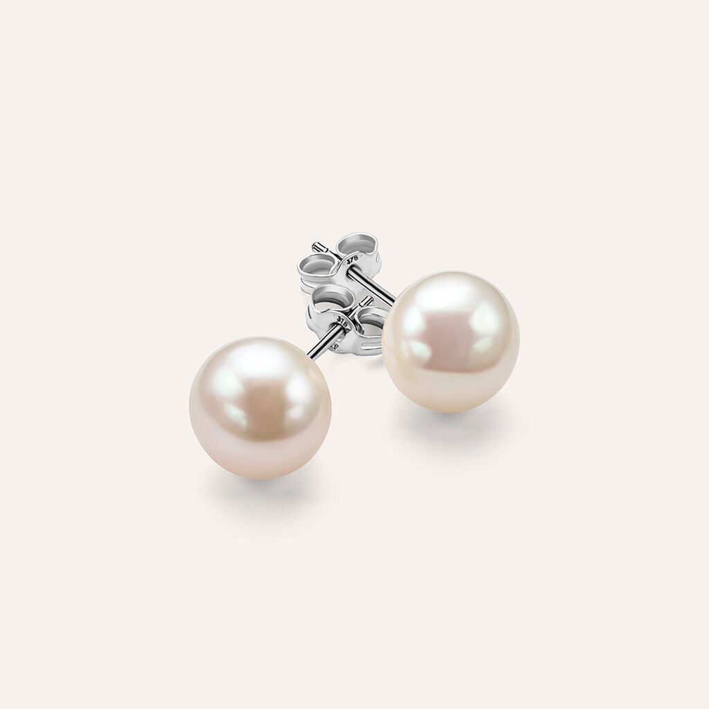 Orecchini Lobo Gabrielle Oro Bianco Perla D'Acqua Dolce - Orecchini a Lobo Donna | Stroili