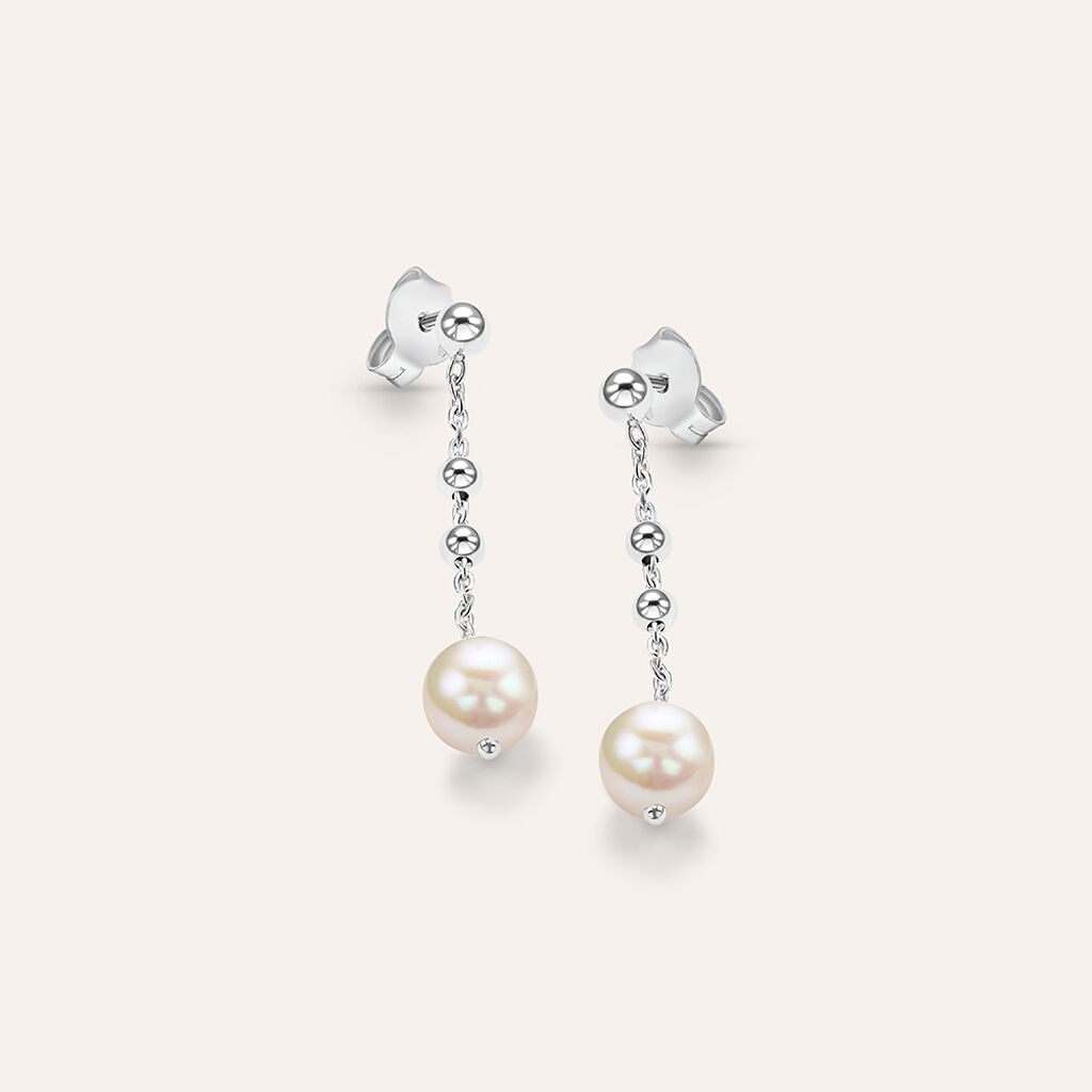 Orecchini Pendenti Silver Pearls Argento Rodiato Perla sintentica