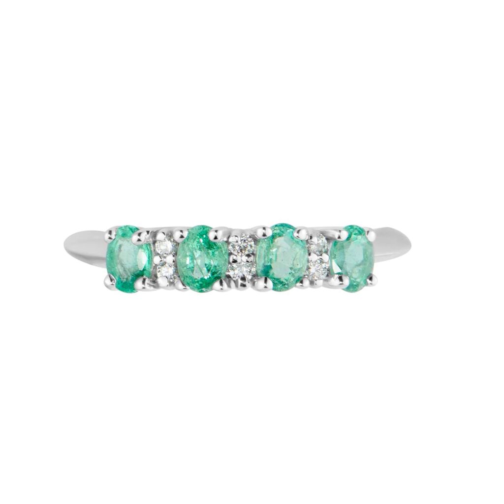 Anello Riviere Charlotte Oro Bianco Smeraldo Diamante - Anelli Riviere Donna | Stroili