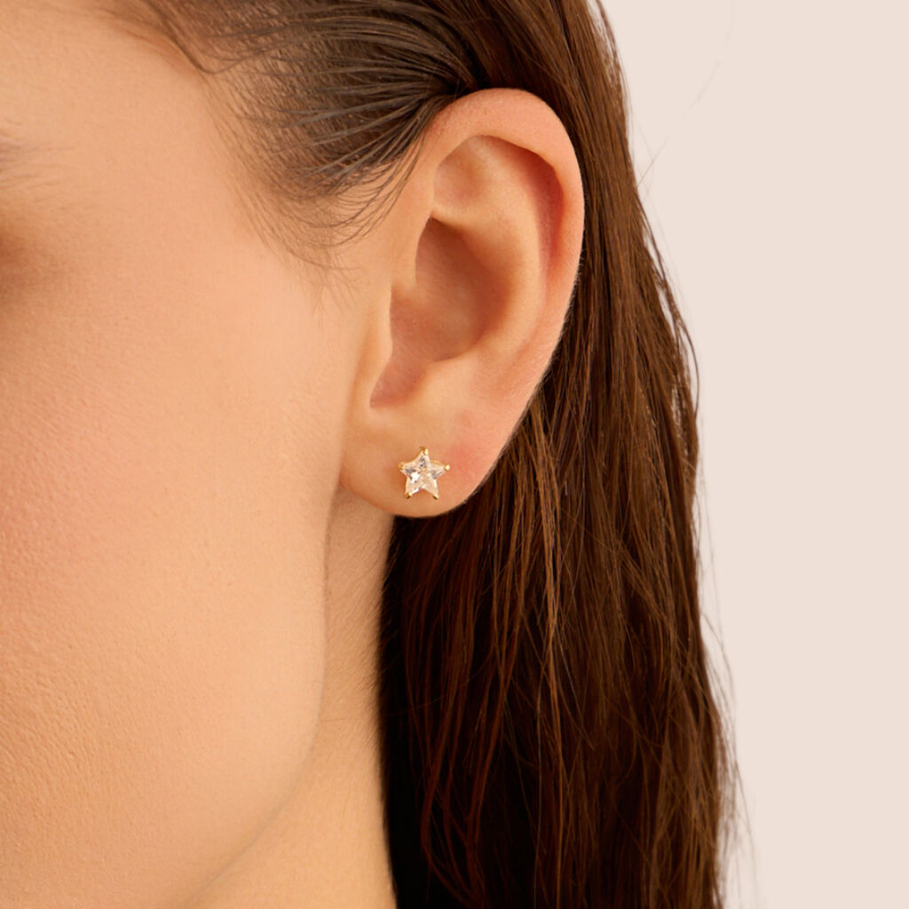 Orecchini Lobo Bon Ton Oro Giallo Cubic Zirconia