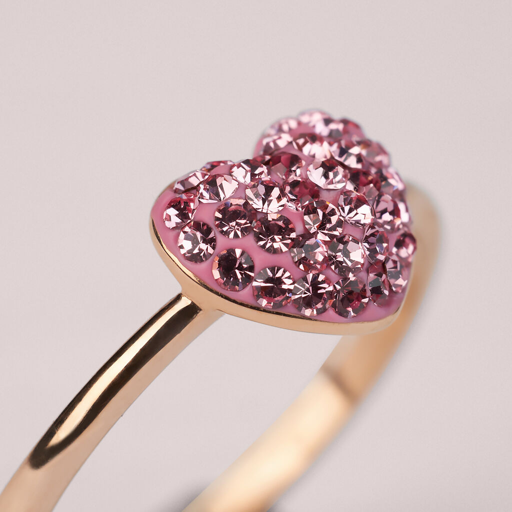 Anello Fantasia Aura Acciaio Rosa Cristallo