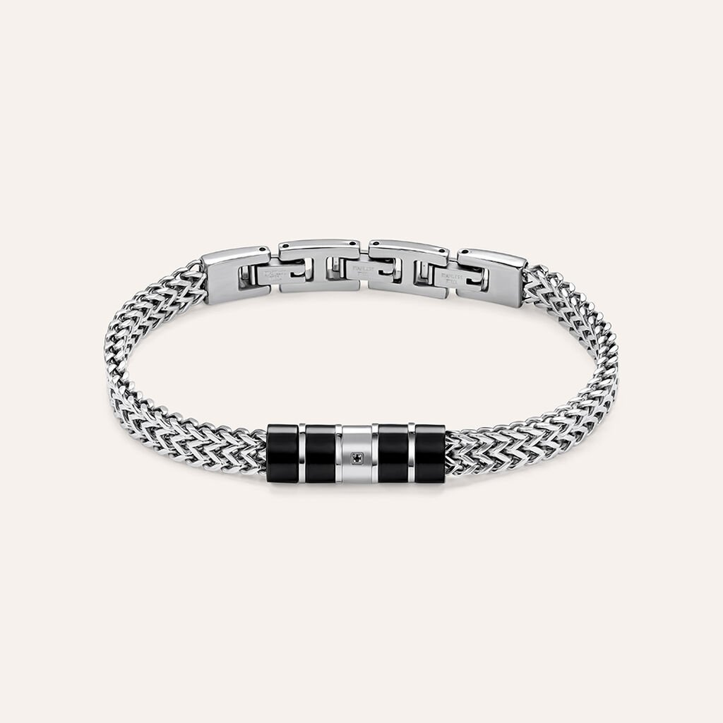 Bracciale Man Code Acciaio Bicolore Bianco / Nero Cubic Zirconia