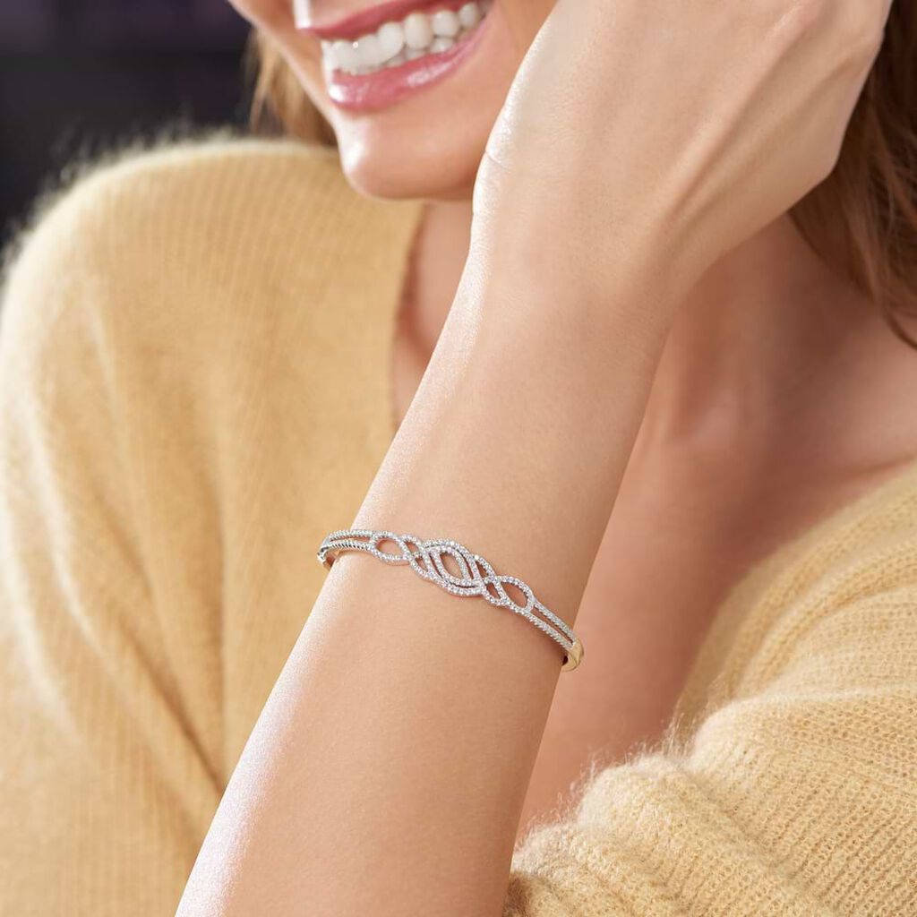 Bangle Silver Shine Argento Rodiato Cubic Zirconia - Bracciali Intrecciati Donna | Stroili