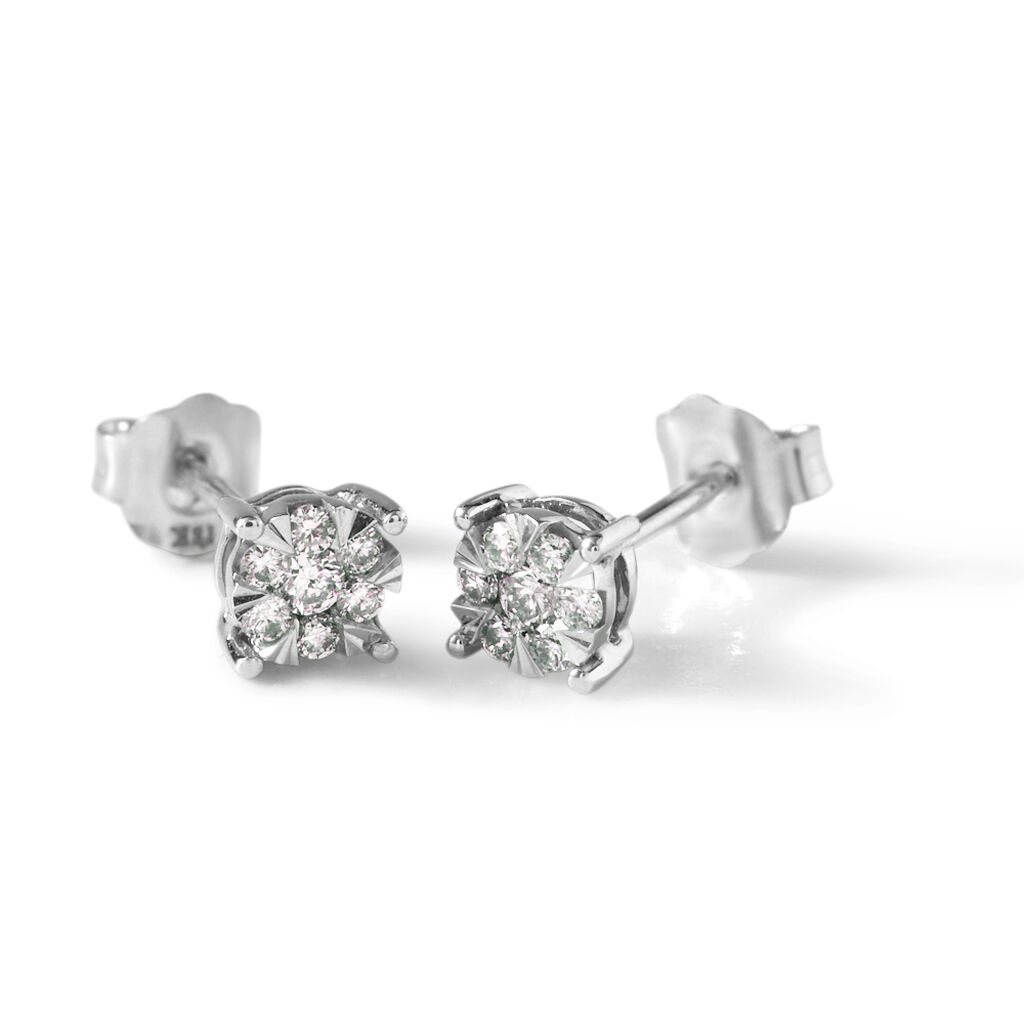 Orecchini Lobo Punto Luce Petali Oro Bianco Diamante - Orecchini a Lobo Donna | Stroili