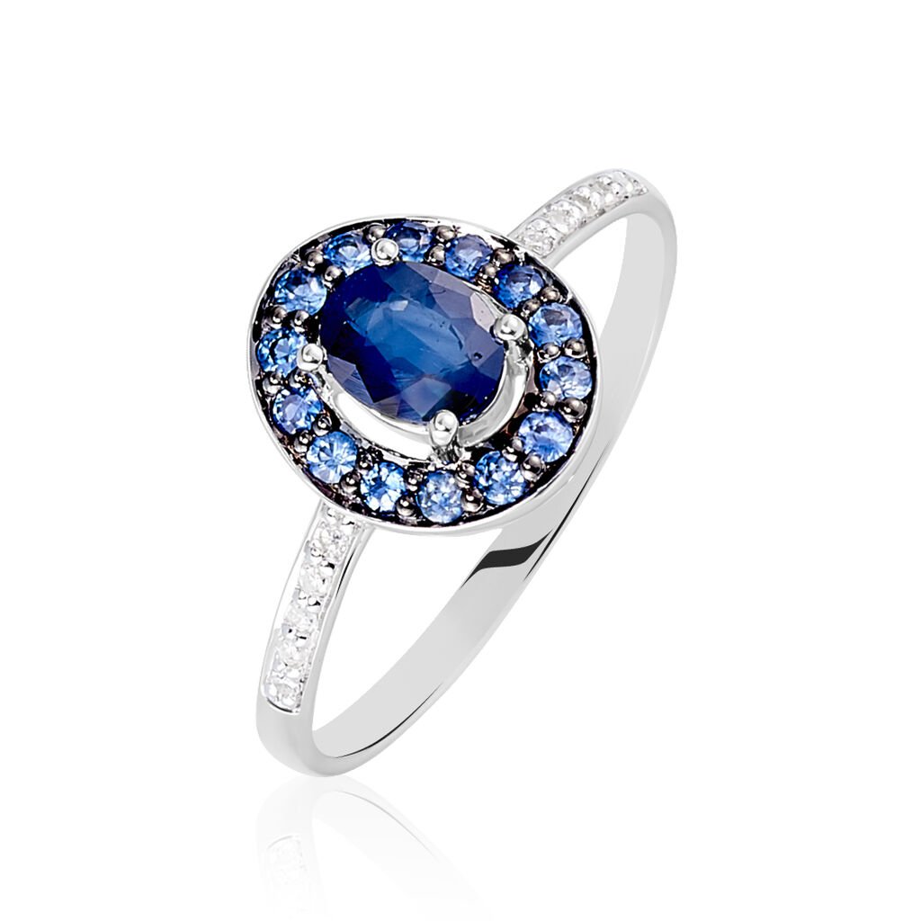 Anello Charlotte Oro Bianco Zaffiro Diamante - Anelli con Pietre Donna | Stroili