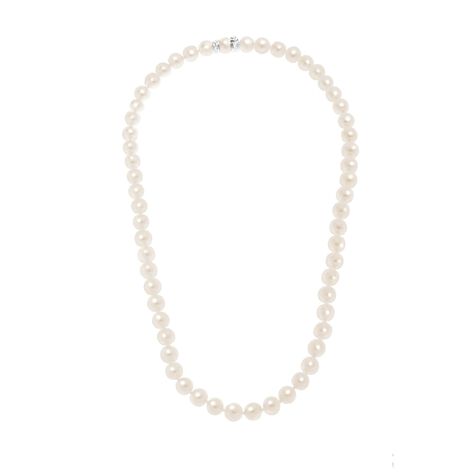 Filo di perle con oro bianco e diamanti 0.05 ct - Collane  | Stroili