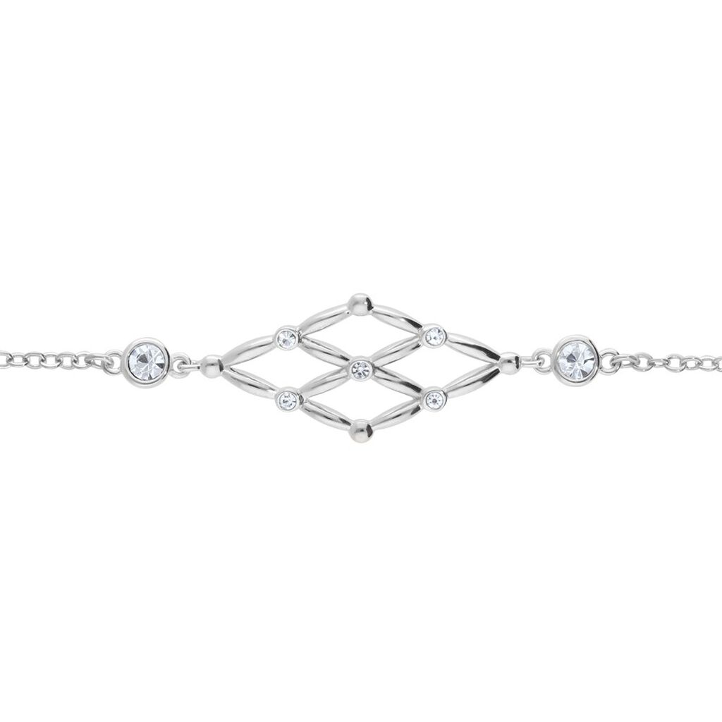 Bracciale in ottone rodiato con passante rombo e brillanti - Bracciali Donna | Stroili