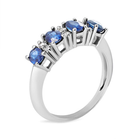 Anello Riviere Elizabeth Crown Oro Bianco Zaffiro Diamante - Anelli Riviere Donna | Stroili