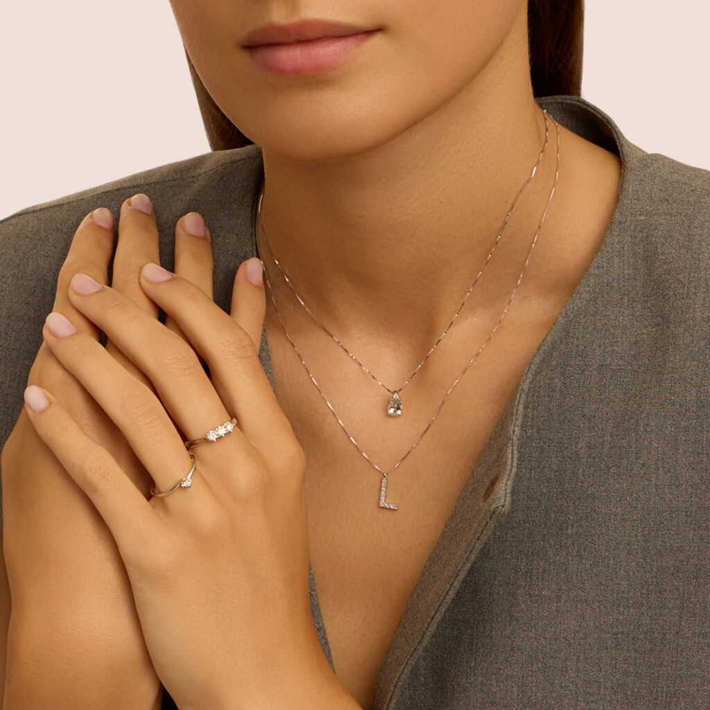 Collana Diamond Letters Oro Bianco Diamante