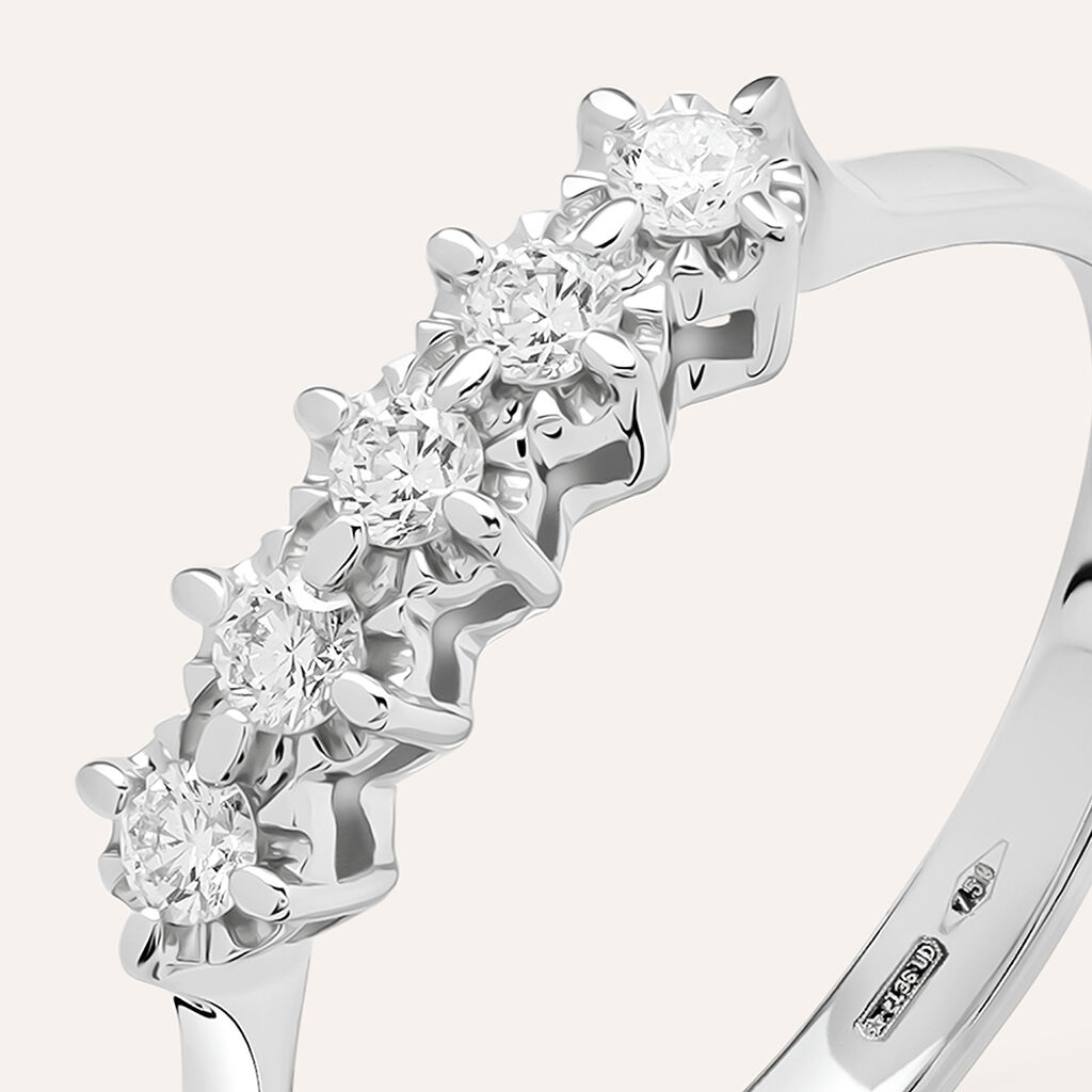 Anello Riviere In Oro Bianco Con Diamanti 0,20ct