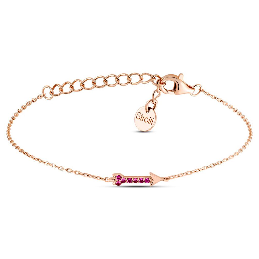 Bracciale freccia in argento rosato e zirconi rosa - Bracciali Amicizia Donna | Stroili