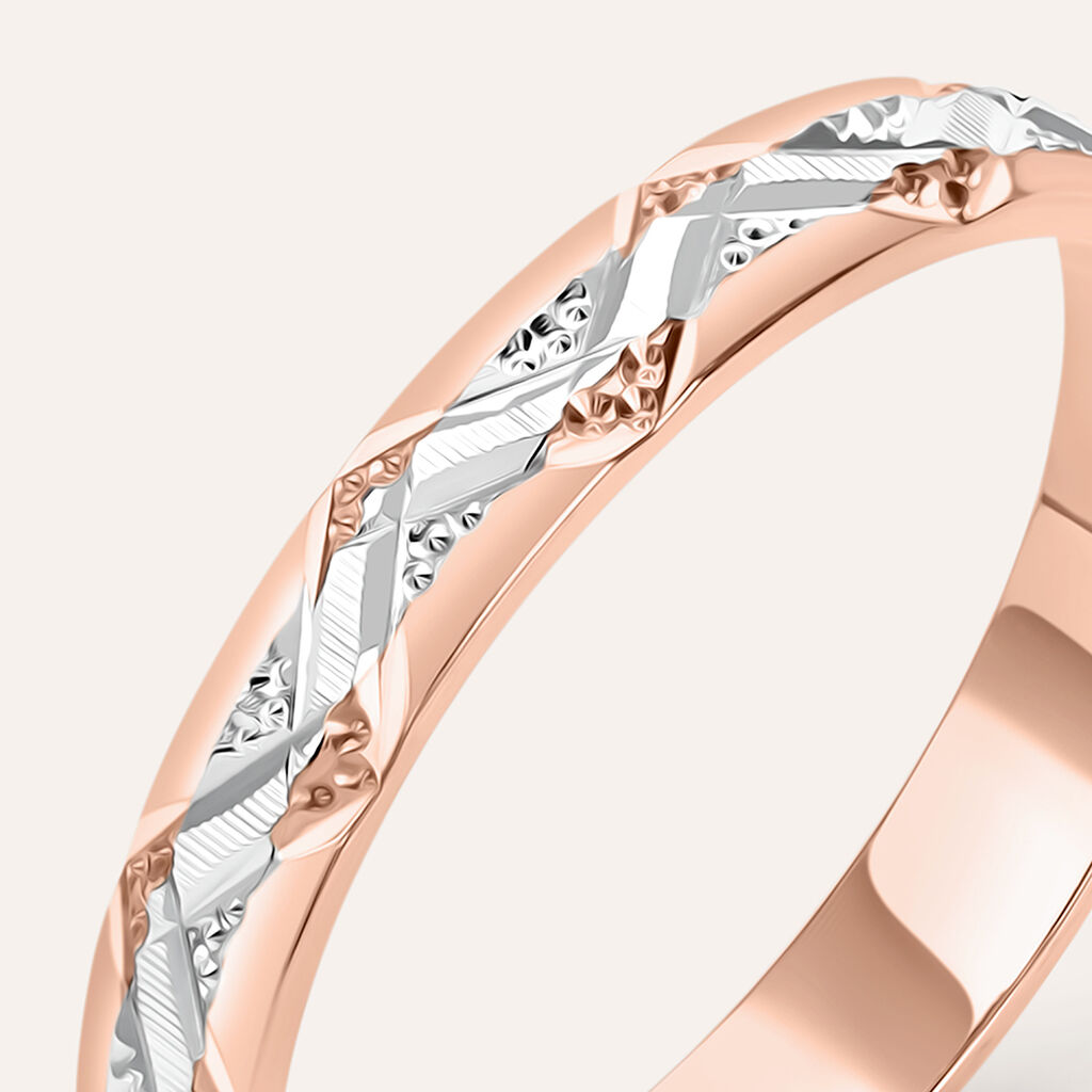 Fede Classica Diamantata 3 mm Oro Bicolore Bianco / Rosa