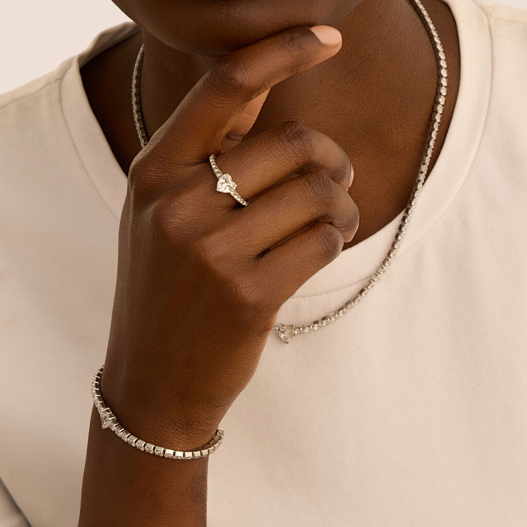 Anello Solitario Lady Chic Acciaio Cristallo - Anelli con Pietre Donna | Stroili