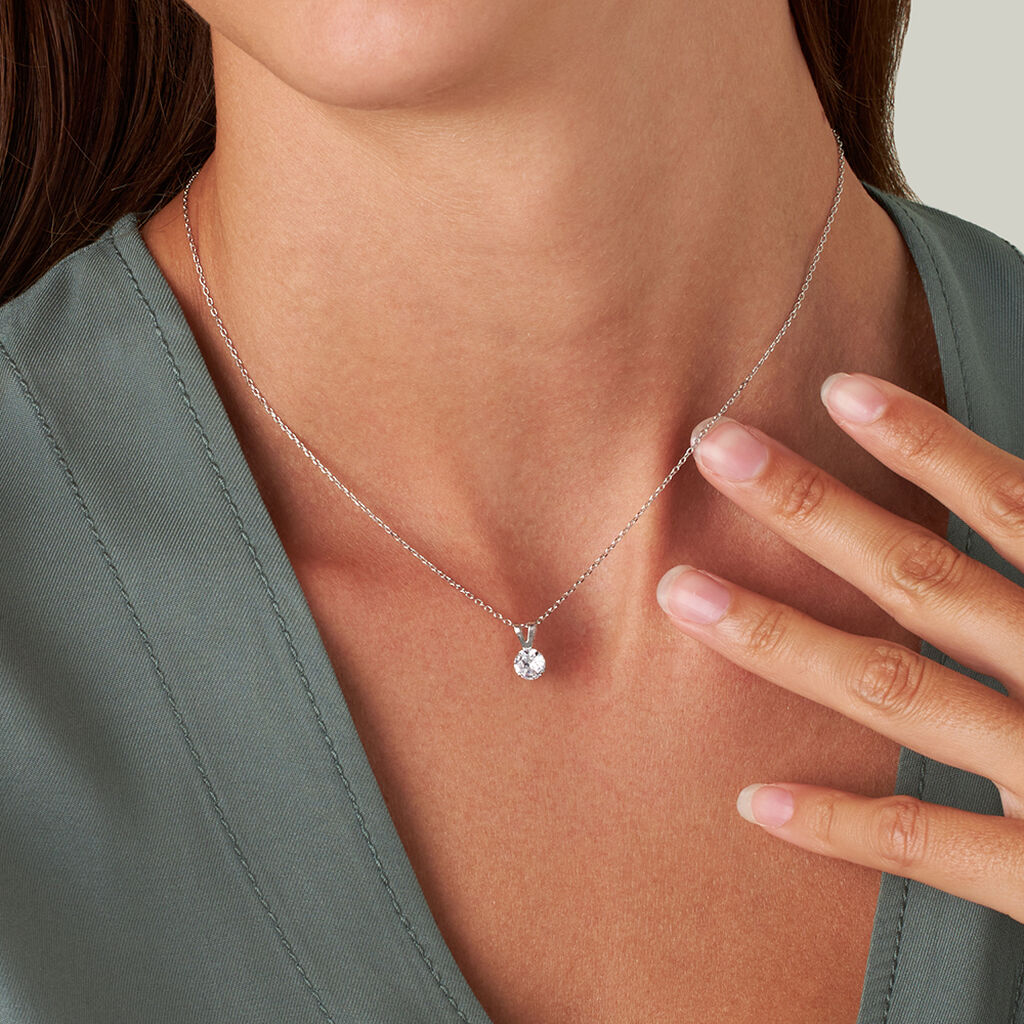 Pendente Punto Luce Poème Oro Bianco Cubic Zirconia - Ciondoli Donna | Stroili