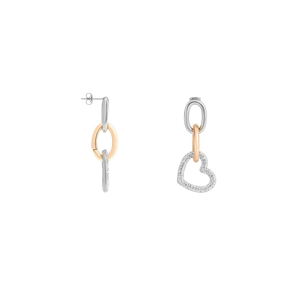 Orecchini Pendenti Lady Phantasya Acciaio Bicolore Bianco / Rosa Cristallo - Orecchini Pendenti Donna | Stroili
