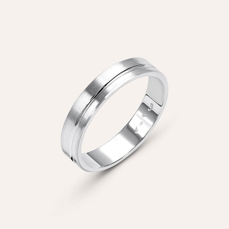 Fede Classica Satinata 4 mm Oro Bianco - Anelli con Incisione Uomo | Stroili
