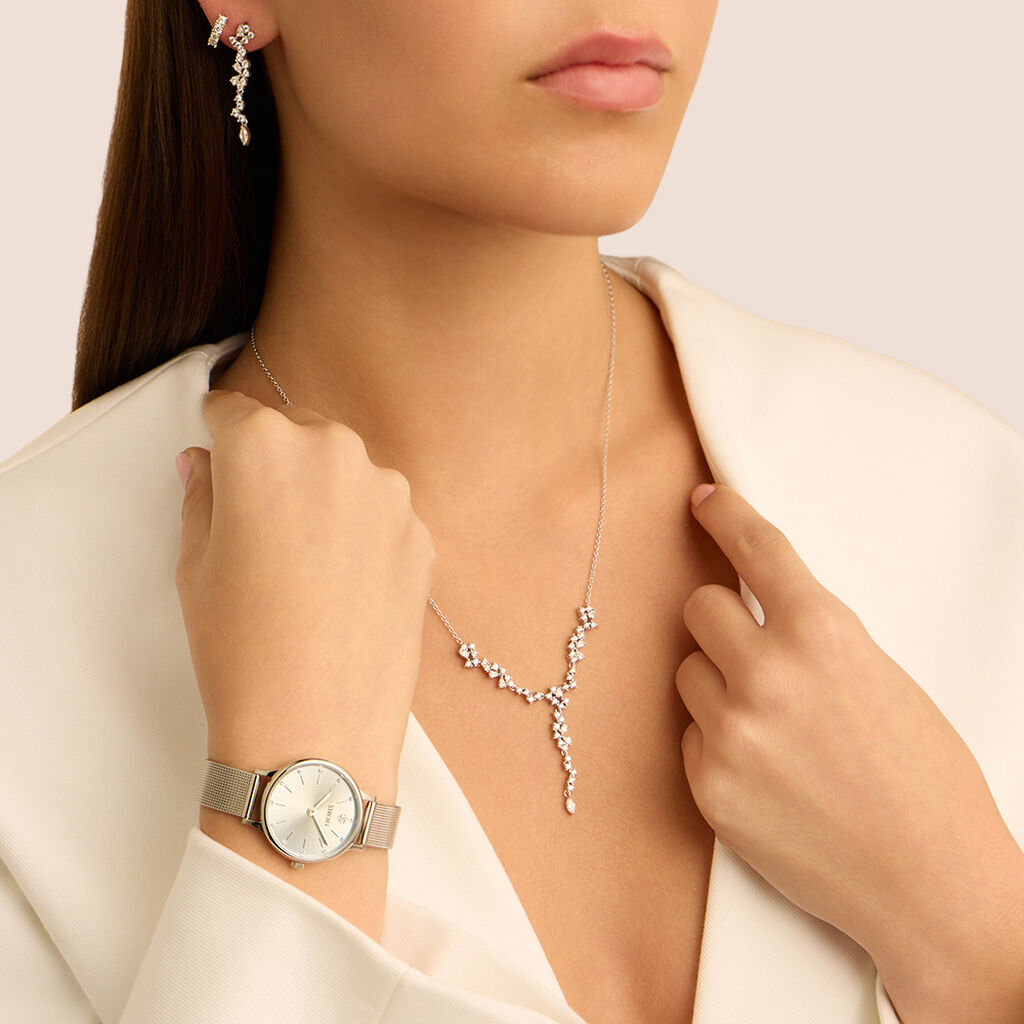 Orecchini Pendenti Silver Elegance Argento Rodiato Cubic Zirconia