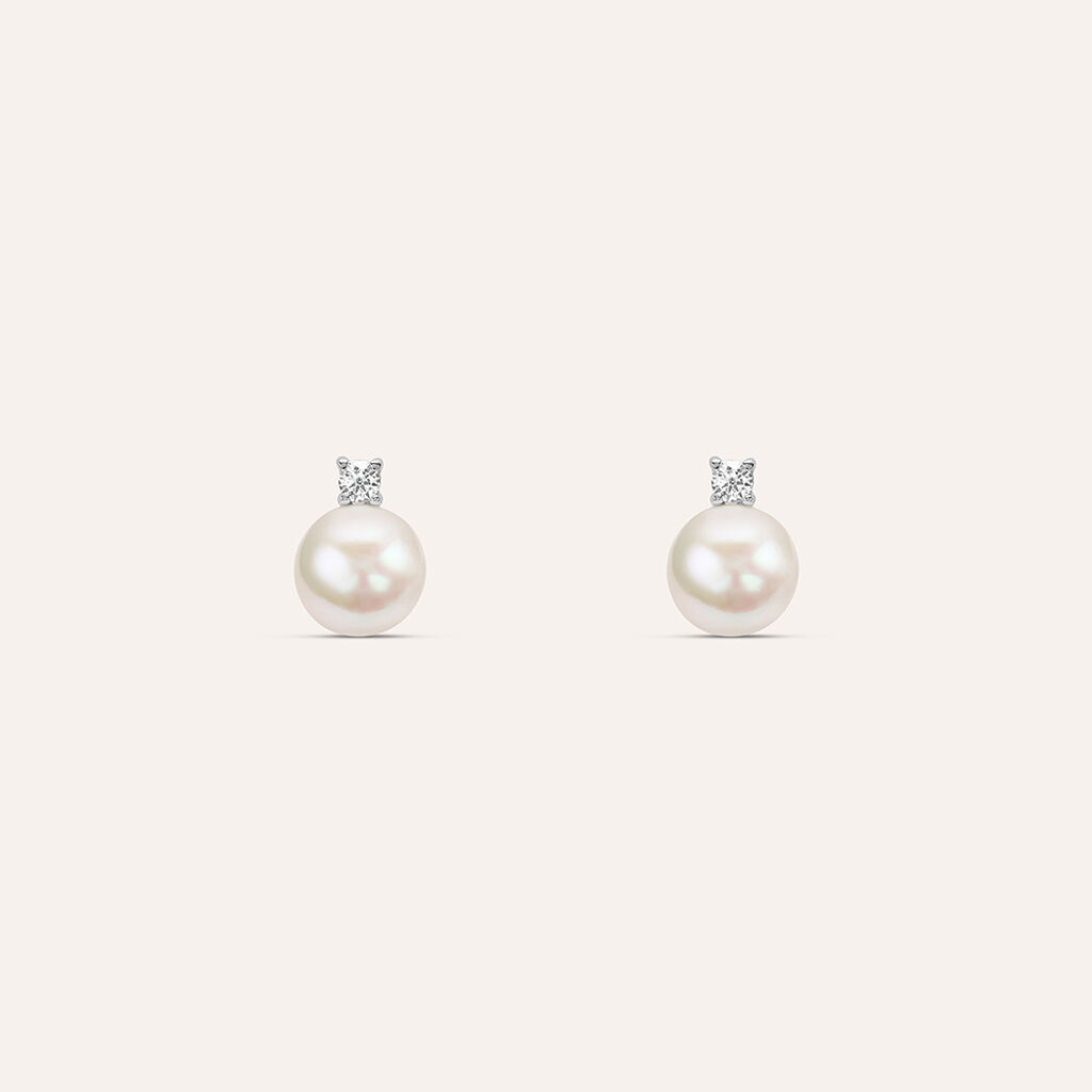 Orecchini Lobo Silver Pearls Argento Rodiato Perla sintentica Cubic Zirconia - Orecchini a Lobo Donna | Stroili