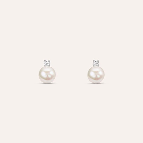 Orecchini Lobo Silver Pearls Argento Rodiato Perla sintentica Cubic Zirconia - Orecchini a Lobo Donna | Stroili