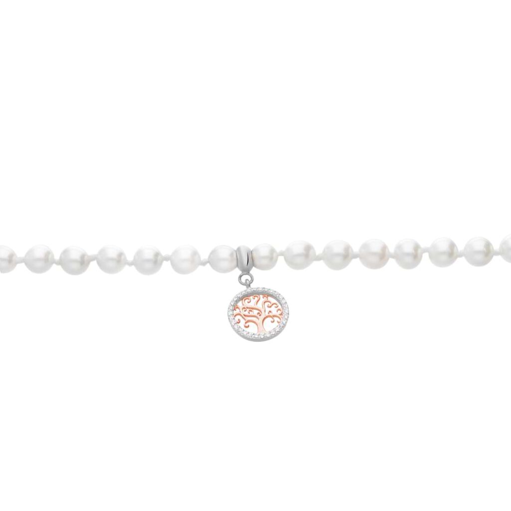 Bracciale Silver Pearls Argento Bicolore Bianco / Rosa Perla sintentica Cubic Zirconia