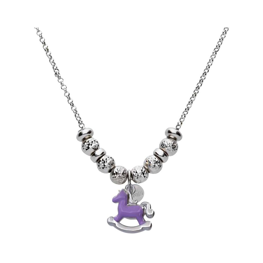 Charm cavallino a dondolo in argento rodiato e smalto - Charms Donna | Stroili