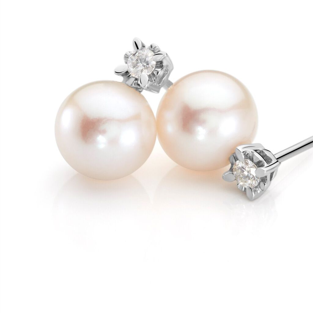 Orecchini Lobo Gold Pearls Oro Bianco Perla D'Acqua Dolce Diamante - Orecchini a Lobo Donna | Stroili