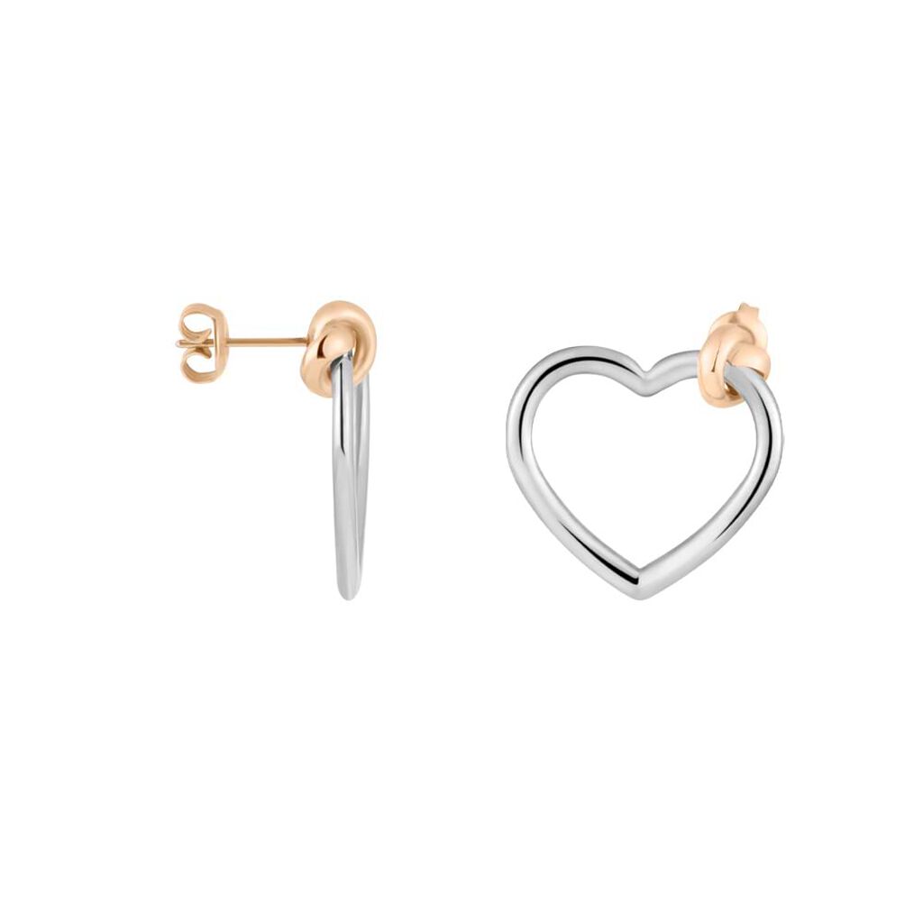 Orecchini Pendenti Sunrise Acciaio Bicolore Bianco / Rosa