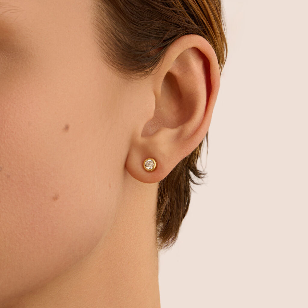 Orecchini Lobo Punto Luce Claire Oro Giallo Cubic Zirconia