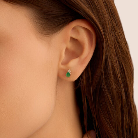 Orecchini Lobo Punto Luce Elizabeth Crown Oro Bianco Smeraldo Diamante - Orecchini a Lobo Donna | Stroili