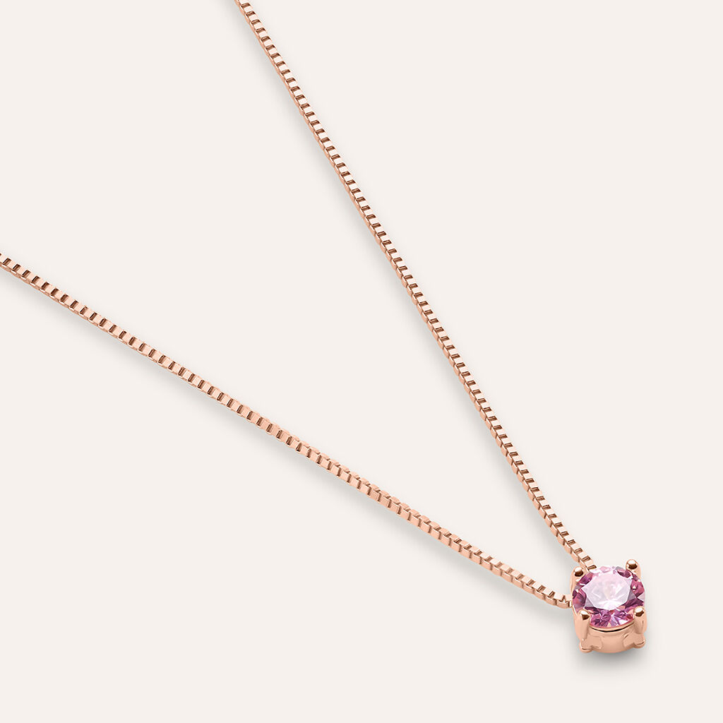 Collana Punto Luce Silver Rainbow Argento Rosa Cubic Zirconia
