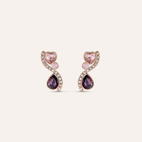 Orecchini Lobo Violet Ottone Rosa Cristallo - Orecchini a Lobo Donna | Stroili
