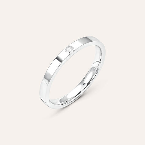 Fede Comoda 2.5 mm Oro Bianco Diamante - Anelli con Incisione Unisex | Stroili