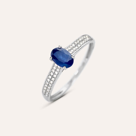 Anello Solitario Charlotte Oro Bianco Zaffiro Diamante - Anelli con Pietre Donna | Stroili
