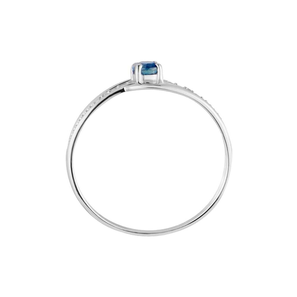 Anello Solitario Charlotte Oro Bianco Zaffiro Diamante - Anelli con Pietre Donna | Stroili
