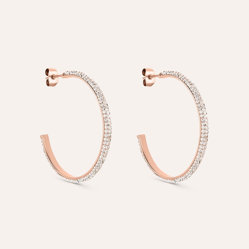 Orecchini A Cerchio Aura Acciaio Rosa Cristallo - Orecchini a Cerchio Donna | Stroili