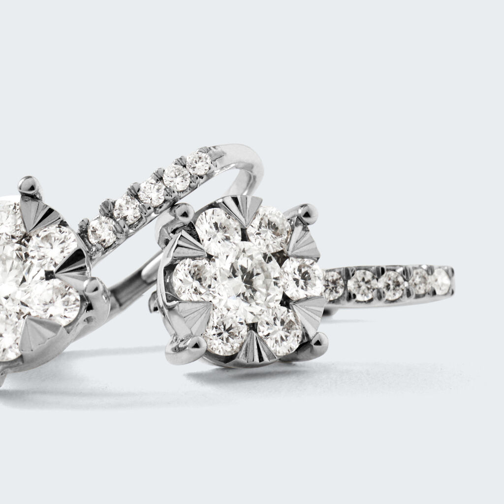 Orecchini Lobo Punto Luce Petali Oro Bianco Diamante - Orecchini a Lobo Donna | Stroili