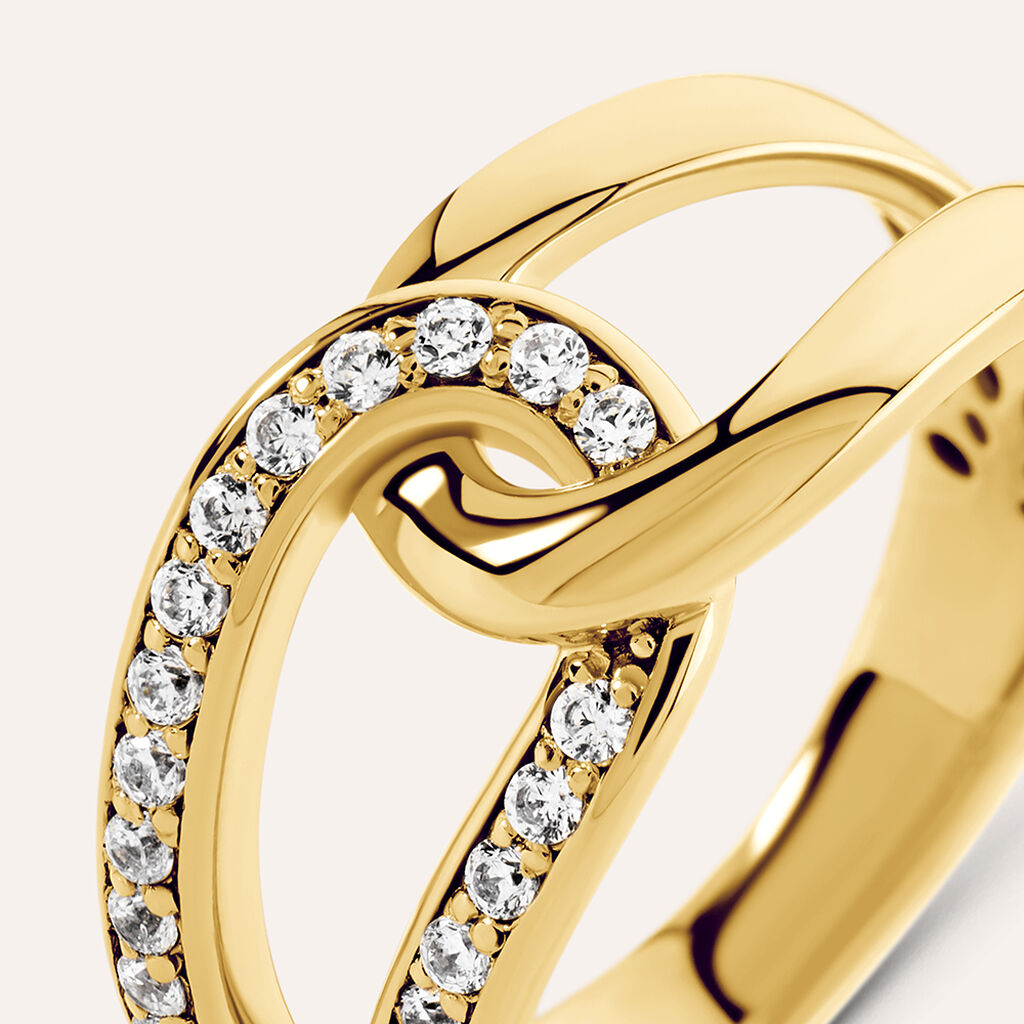 Anello Fantasia Desideria Argento Nobile Dorato Cubic Zirconia