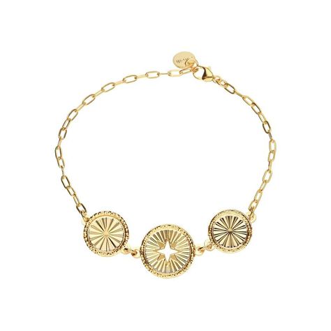 Bracciale con charms rosa dei venti e raggi in bronzo dorato - Bracciali Donna | Stroili