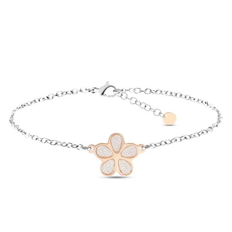 Bracciale Aura Acciaio Bicolore Bianco / Rosa - Bracciali con Incisione Donna | Stroili