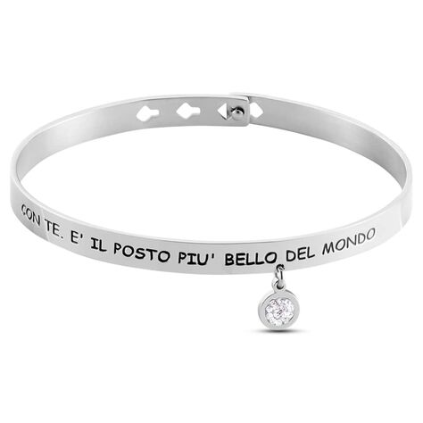 Bangle Lady Message Acciaio Cristallo - Bracciali Rigidi Donna | Stroili