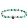 Bracciale elastico pietre verdi e grigie con dettaglio ancora acciaio